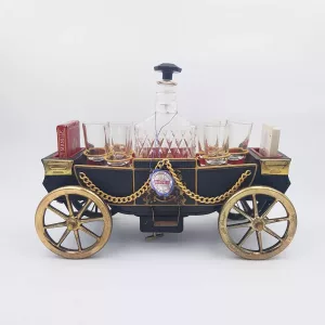 1960 Musical Bar Decanter & Shot glasses Shape of a carriage