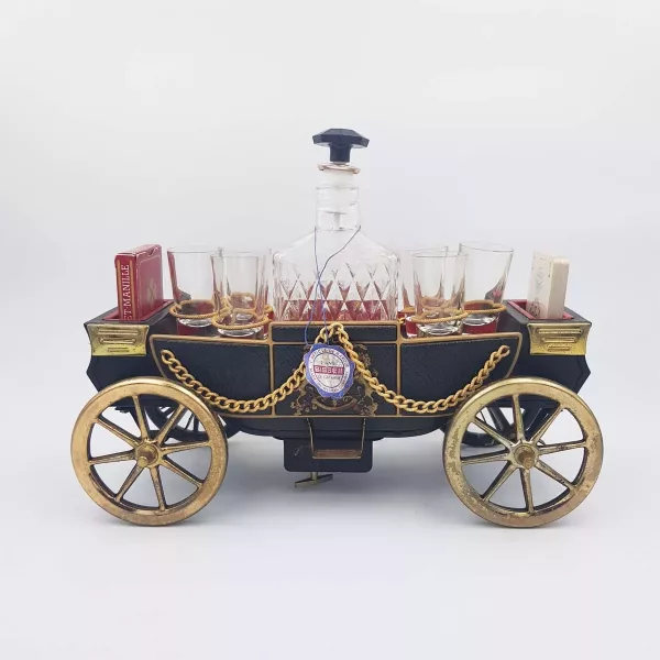 1960 Musical Bar Decanter & Shot glasses Shape of a carriage
