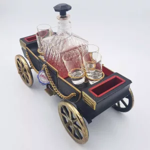 1960 Musical Bar Decanter & Shot glasses Shape of a carriage