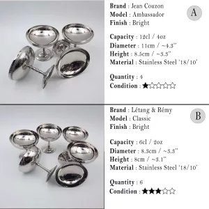 50 vintage Stainless Steel Dessert bowls Mix & Match