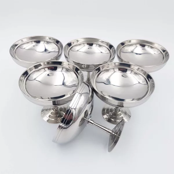 6 Vintage Dessert bowls LETANG & REMY "Classic XL" stainless