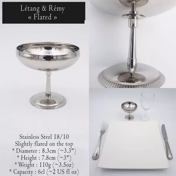 6 Vintage Dessert bowls LETANG & REMY "Flared" stainless - Image 2