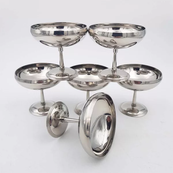 6 Vintage Dessert bowls LETANG & REMY "Flared" stainless