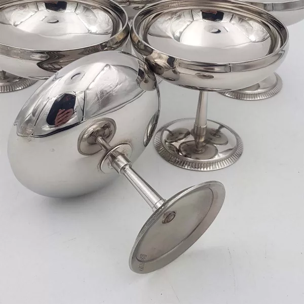 6 Vintage Dessert bowls LETANG & REMY "Flared" stainless - Image 8