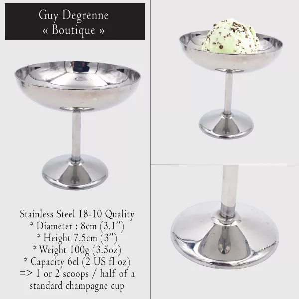 6 Vintage Dessert bowls GUY DEGRENNE "Boutique" stainless - Image 2