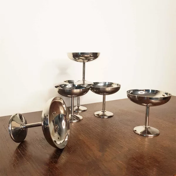 6 Vintage Dessert bowls GUY DEGRENNE "Boutique" stainless - Image 9