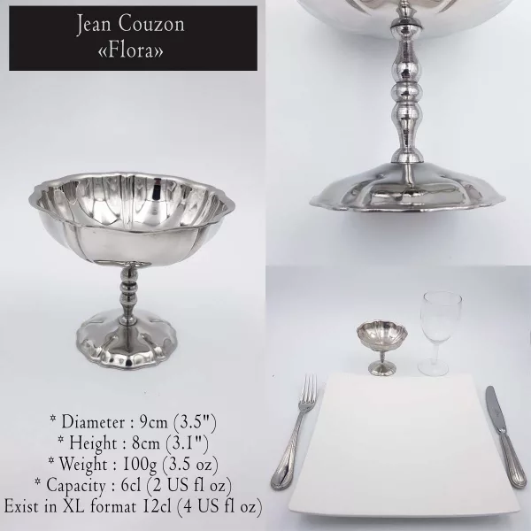 6 Vintage Dessert bowls JEAN COUZON "Flora" stainless - Image 2