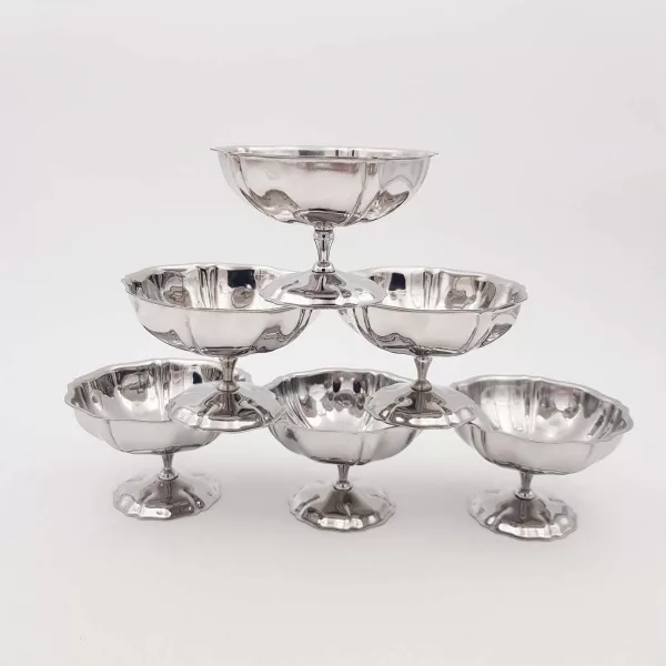 6 Vintage Dessert bowls JEAN COUZON "Regency" stainless
