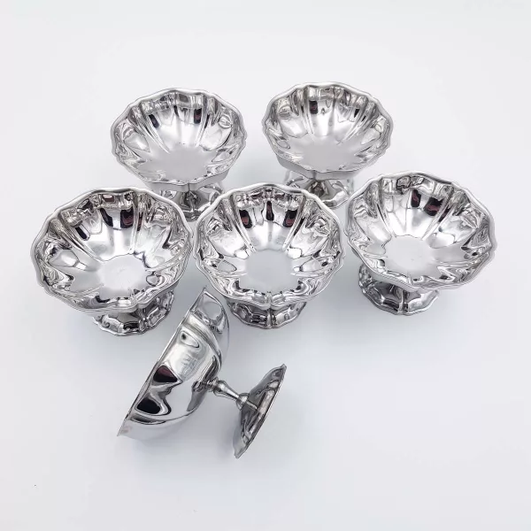 6 Vintage Dessert bowls JEAN COUZON "Regency" stainless - Image 11