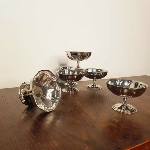 6 Vintage Dessert bowls JEAN COUZON "Regency" stainless - Image 12