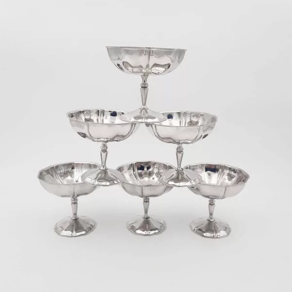 6 Vintage Dessert bowls TOUTINOX stainless