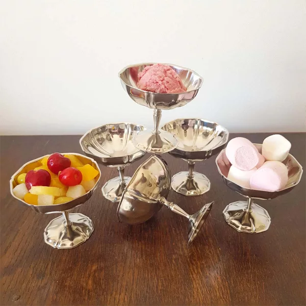 6 Vintage Dessert bowls TOUTINOX stainless - Image 11