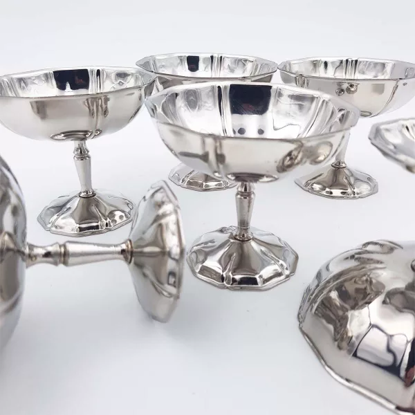6 Vintage Dessert bowls TOUTINOX stainless - Image 9