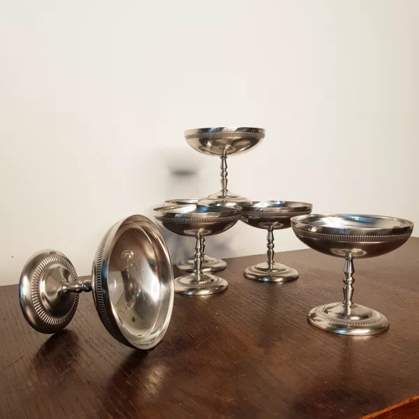 6 Vintage Dessert bowls JEAN COUZON "Ambassador" stainless - Image 11