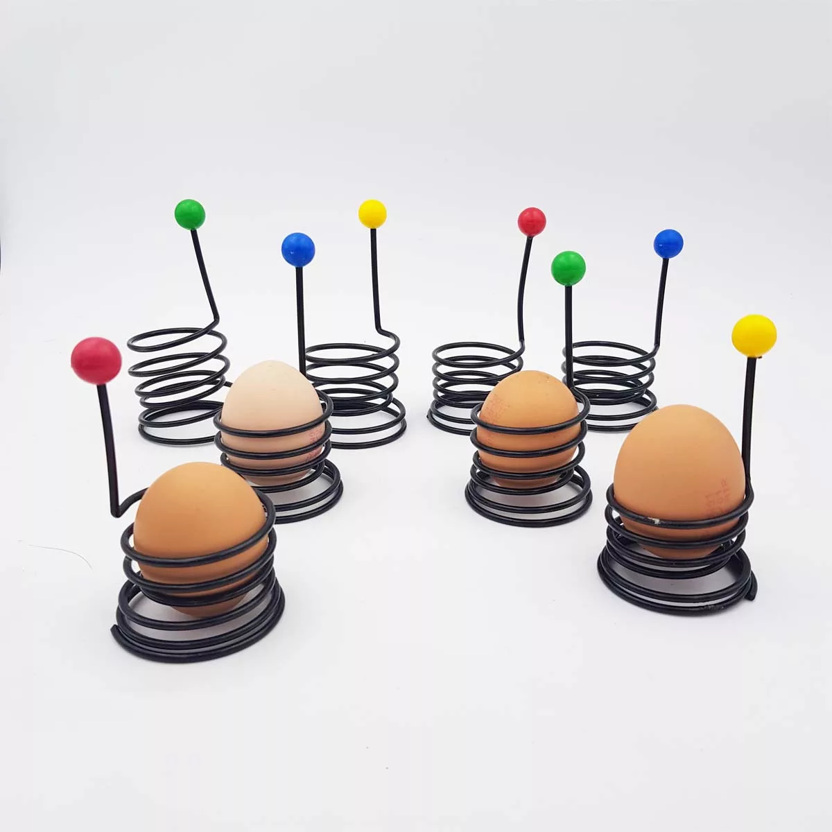 8 Vintage eggcups multicolor spiral memphis 1980s