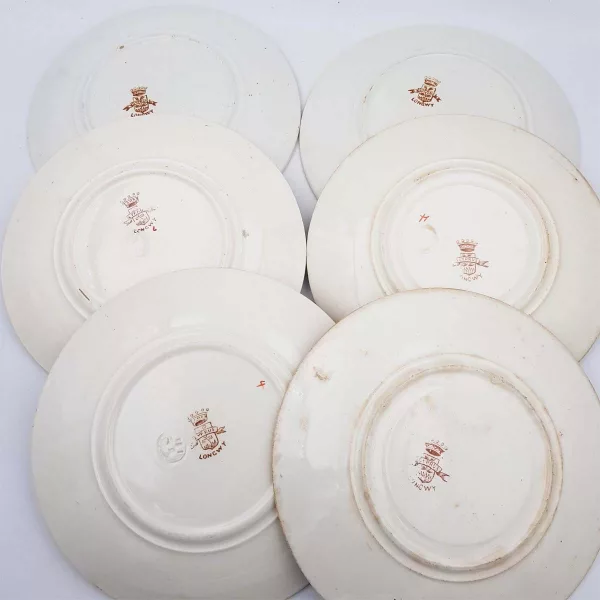 6 Antique Dessert plates Longwy 1900 "Cyprus" Collection - Image 9