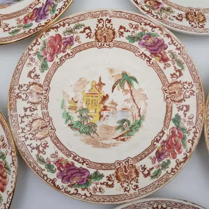 6 Antique Dessert plates Longwy 1900 
