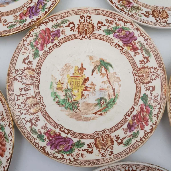 6 Antique Dessert plates Longwy 1900 "Cyprus" Collection - Image 2