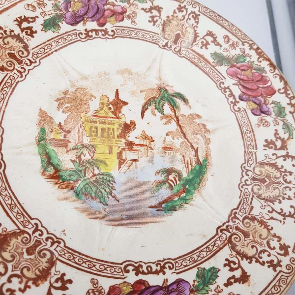 6 Antique Dessert plates Longwy 1900 "Cyprus" Collection - Image 4
