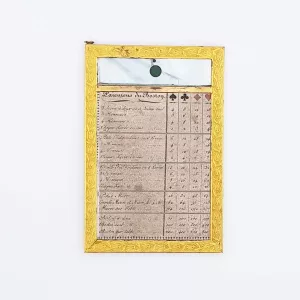 Boston Card game Payout table 1830 Gilt Metal, Leather & Mother-of-pearl