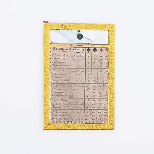 Boston Card game Payout table 1830 Gilt Metal, Leather & Mother-of-pearl