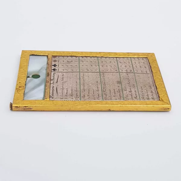 Boston Card game Payout table 1830 Gilt Metal, Leather & Mother-of-pearl - Image 3