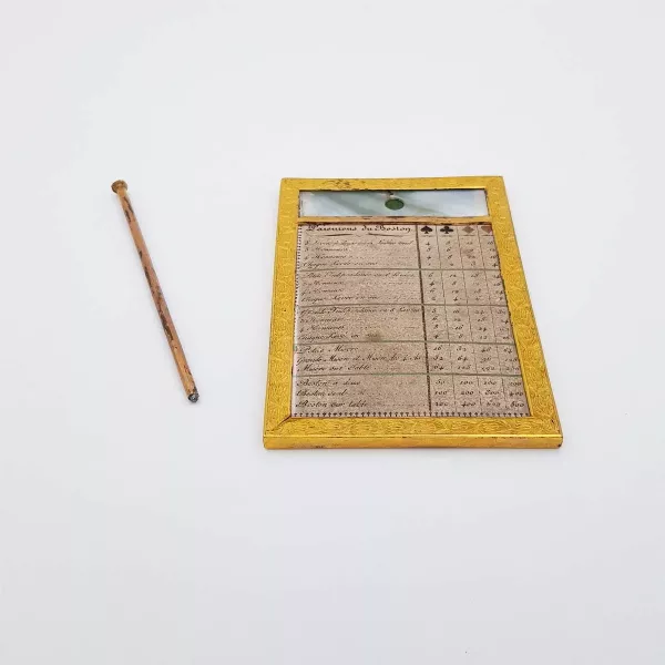 Boston Card game Payout table 1830 Gilt Metal, Leather & Mother-of-pearl - Image 5