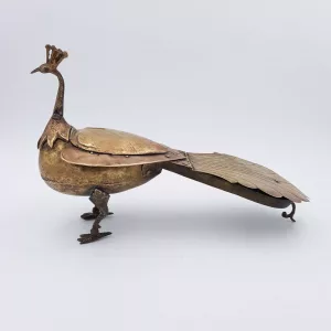 Brass Inkwell shape of a Peacock Circa 1950