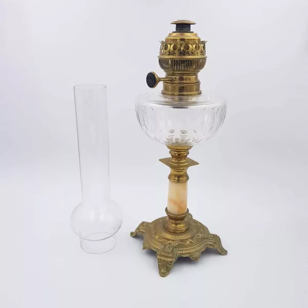Oil Lamp Matador 20 XIXth century MATADOR 20 Brass Onyx Crystal Height ~24"