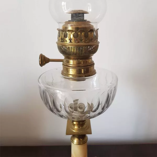 Oil Lamp Matador 20 XIXth century MATADOR 20 Brass Onyx Crystal Height ~24" - Image 3