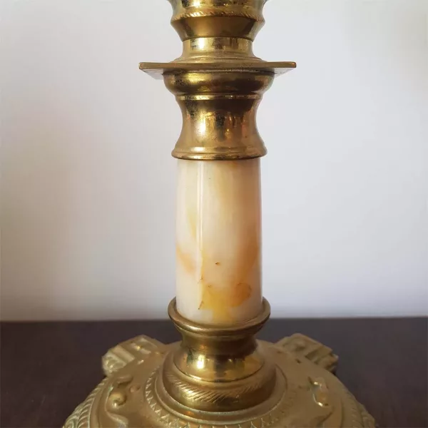 Oil Lamp Matador 20 XIXth century MATADOR 20 Brass Onyx Crystal Height ~24" - Image 8