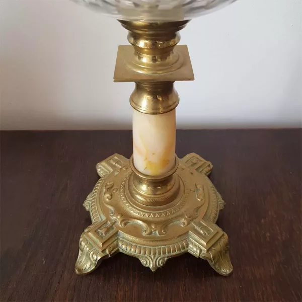 Oil Lamp Matador 20 XIXth century MATADOR 20 Brass Onyx Crystal Height ~24" - Image 9