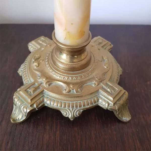 Oil Lamp Matador 20 XIXth century MATADOR 20 Brass Onyx Crystal Height ~24" - Image 10