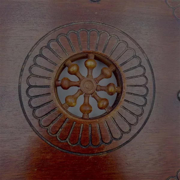 Wood trivet Engraved Central medallion France 1950s - Image 5