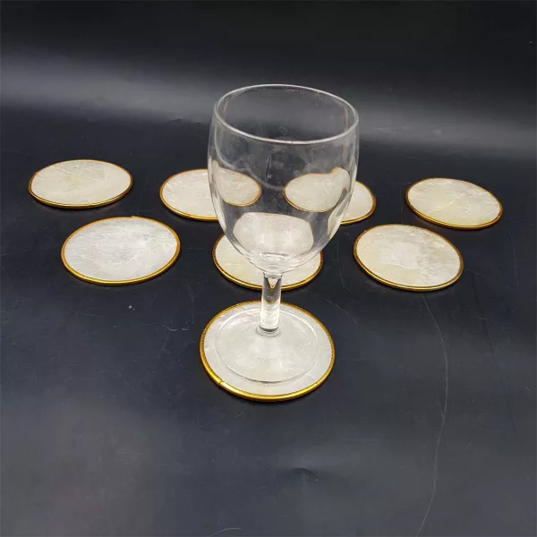 Mother-of-pearl aperitive set 3 bowls + 8 coasters - Image 11
