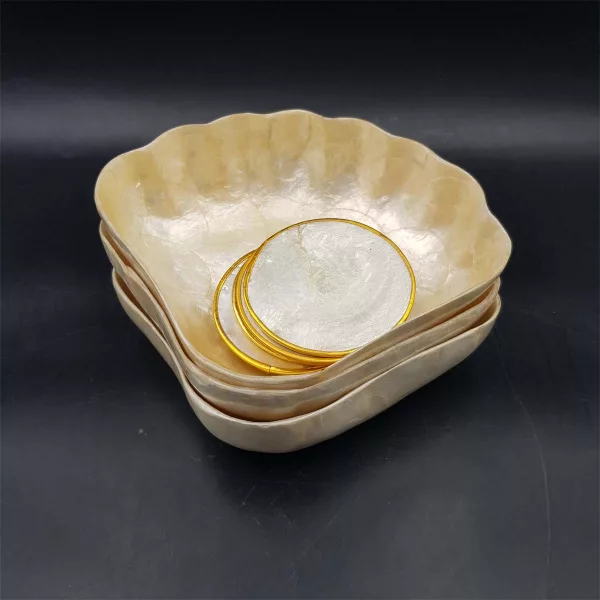 Mother-of-pearl aperitive set 3 bowls + 8 coasters - Image 12