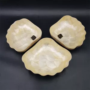 Mother-of-pearl aperitive set 3 bowls + 8 coasters