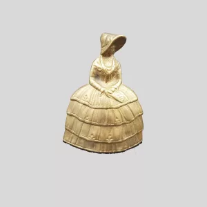 Brass table bell Shape of a woman in hat and crinoline 1960s France