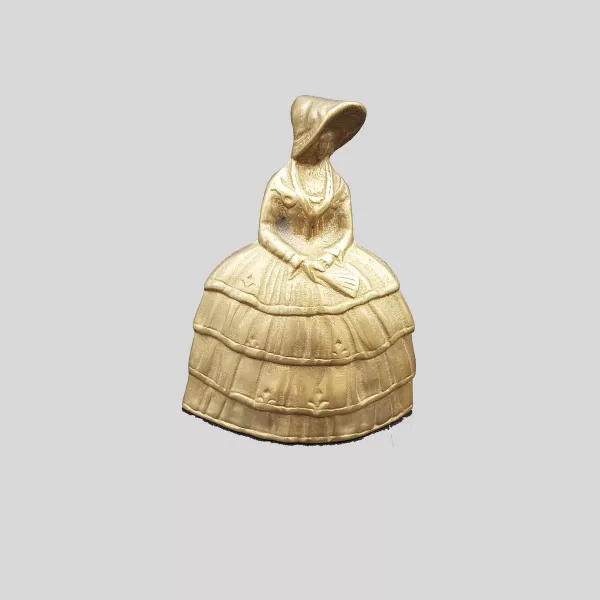 Brass table bell Shape of a woman in hat and crinoline 1960s France