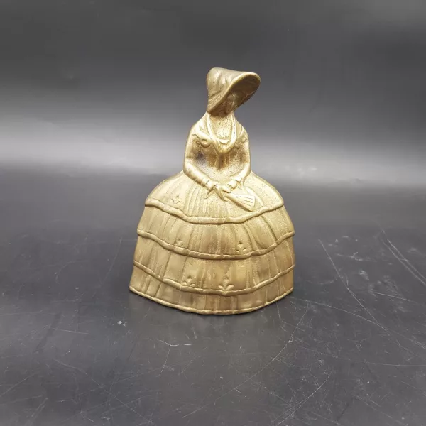 Brass table bell Shape of a woman in hat and crinoline 1960s France - Image 2
