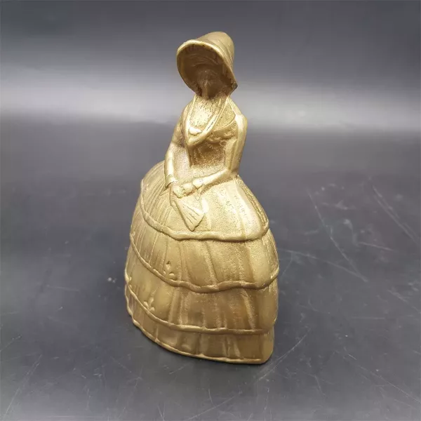 Brass table bell Shape of a woman in hat and crinoline 1960s France - Image 3