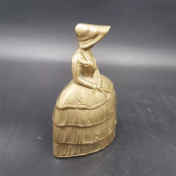 Brass table bell Shape of a woman in hat and crinoline 1960s France - Image 4