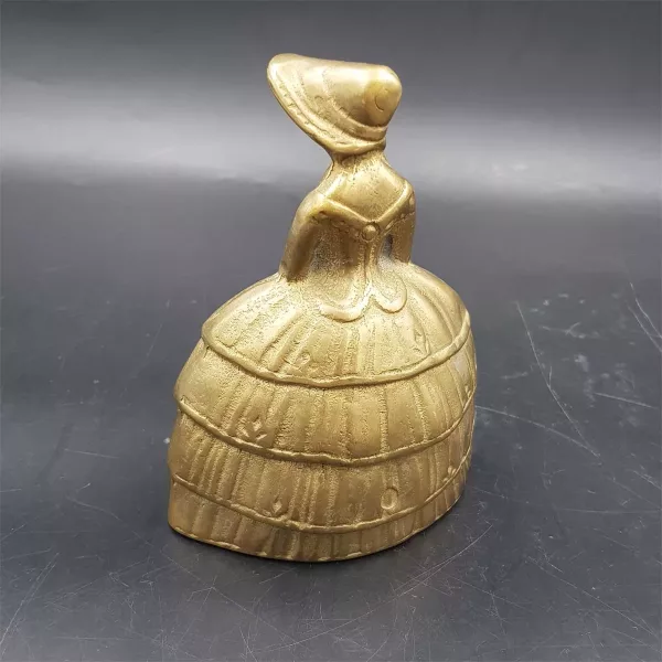 Brass table bell Shape of a woman in hat and crinoline 1960s France - Image 5