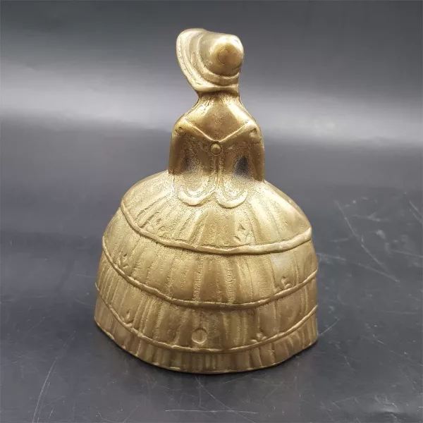 Brass table bell Shape of a woman in hat and crinoline 1960s France - Image 6