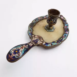 Antique Candlestick Bronze & Cloisonne Enamel 19th century