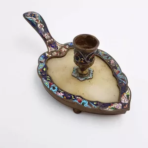 Antique Candlestick Bronze & Cloisonne Enamel 19th century