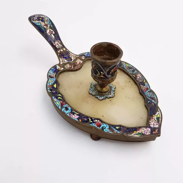 Antique Candlestick Bronze & Cloisonne Enamel 19th century