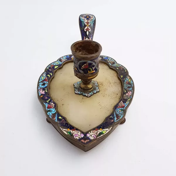 Antique Candlestick Bronze & Cloisonne Enamel 19th century - Image 3