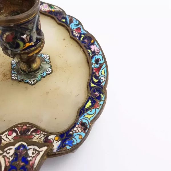 Antique Candlestick Bronze & Cloisonne Enamel 19th century - Image 6