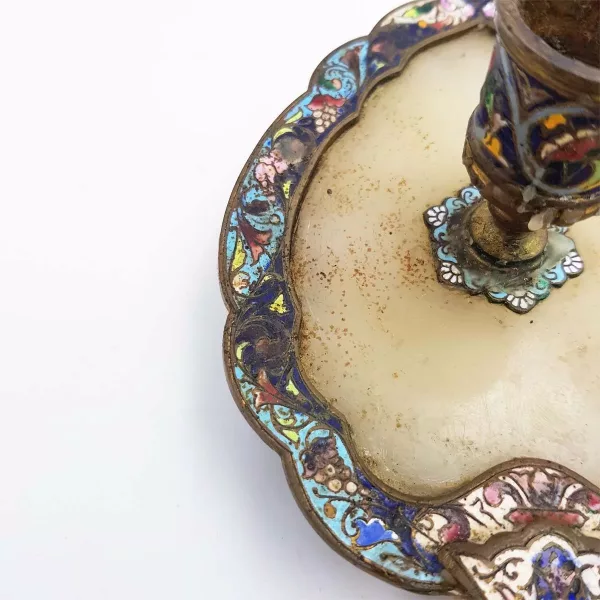 Antique Candlestick Bronze & Cloisonne Enamel 19th century - Image 7
